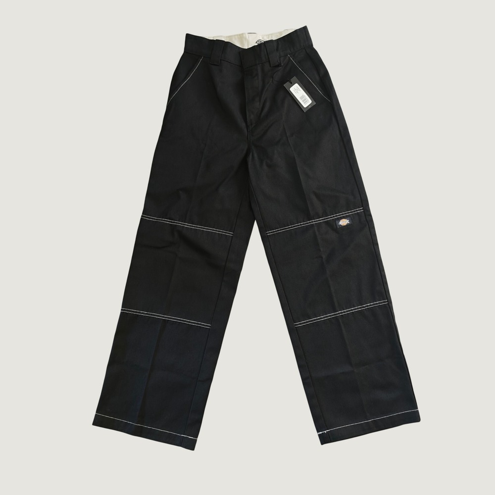 Dickies Wide Leg Pants Womens Size 2 Black Contrast Stitch Workwear FPR12BKX